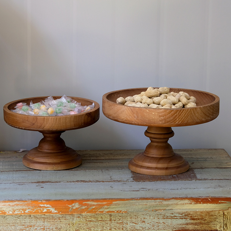 Wooden Serving Tray - แท่นวางเค้กไม้สไตล์วินเทจ ถาดเสิร์ฟขนมหวานสำหรับงานน้ำชายามบ่าย งานเลี้ยงบุฟเฟ่ต์เย็น และตกแต่งงานปาร์ตี้