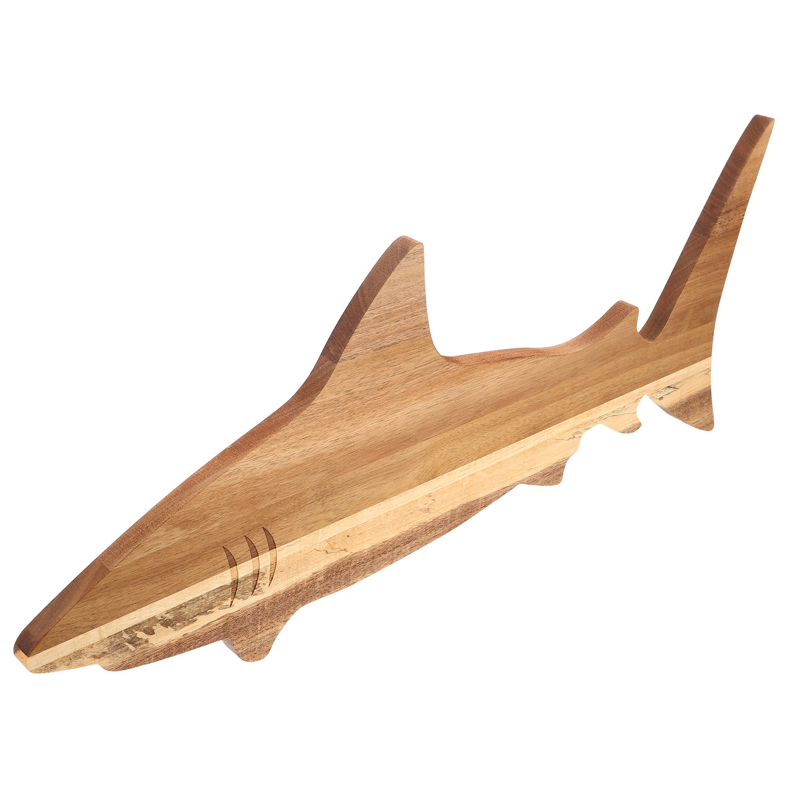 Wooden Serving Tray - ถาดเสิร์ฟอาหารว่างรูปฉลาม ทำจากไม้กระถินเทศ ใช้เป็นเขียงหั่นเนื้อ ถาดเสิร์ฟอาหาร ถาดชาร์คูเทอรี ถาดแกะสลักเนื้อ