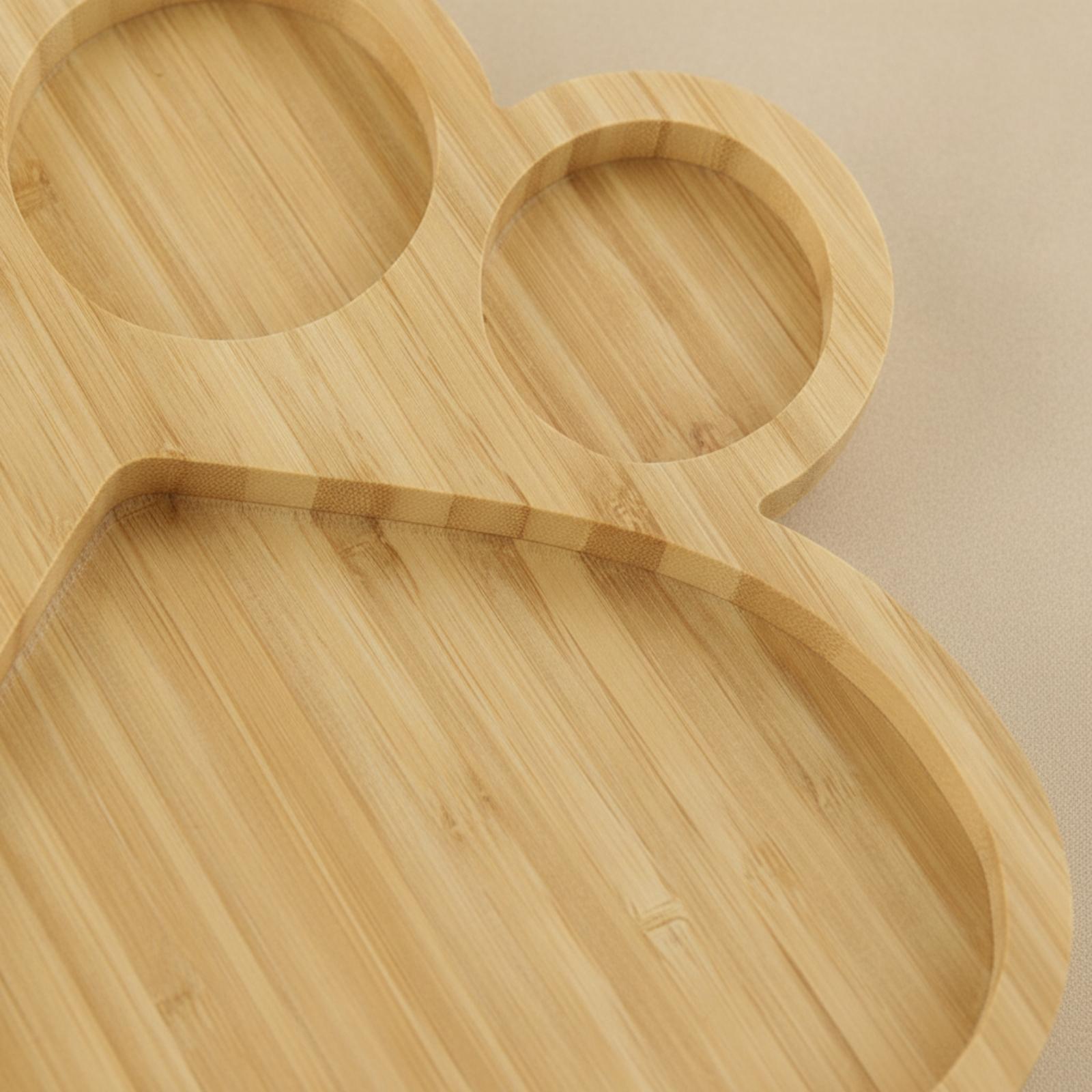 Wooden Serving Tray - จานไม้ไผ่มีช่องแบ่ง จานไม้แบบมีช่องแบ่ง ถาดเสิร์ฟแบบมีช่องแบ่งสำหรับเด็กเล็ก ทารก และเด็กอ่อน