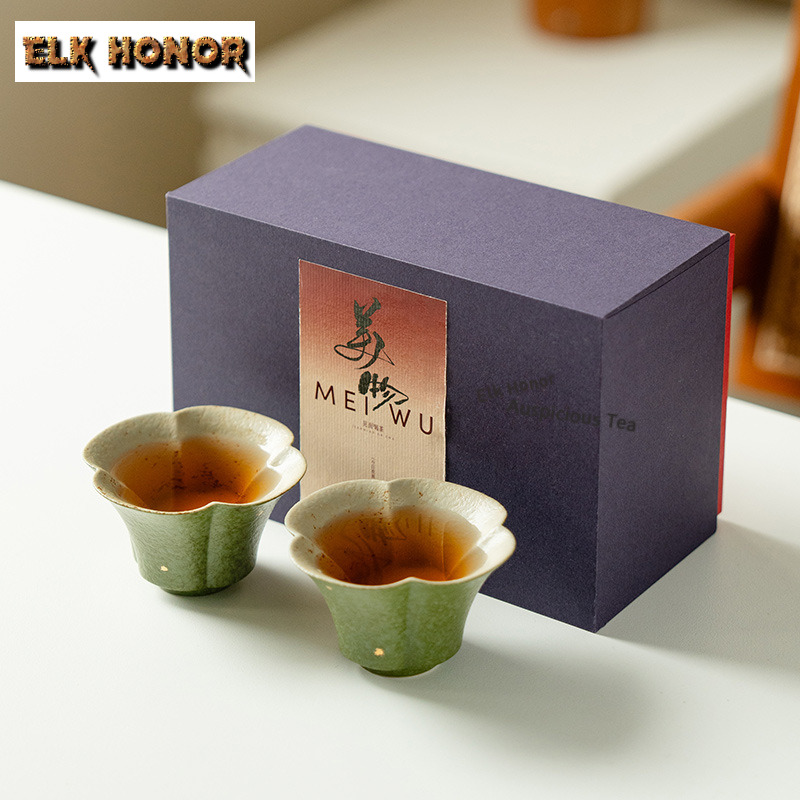 Handmade Ceramic Mug - แก้วชาทำมือขนาด 60 มล. สีเขียวส้มพันธุ์เขียว ประดับด้วยทองคำ แก้วชงชา