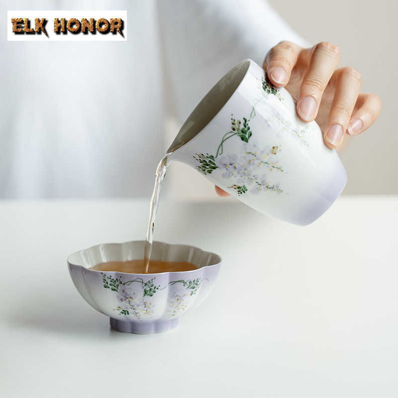 210ml มือวาด Wisteria ดอกไม้ Q - Handmade Ceramic Mug บทวิจารณ์และราคา