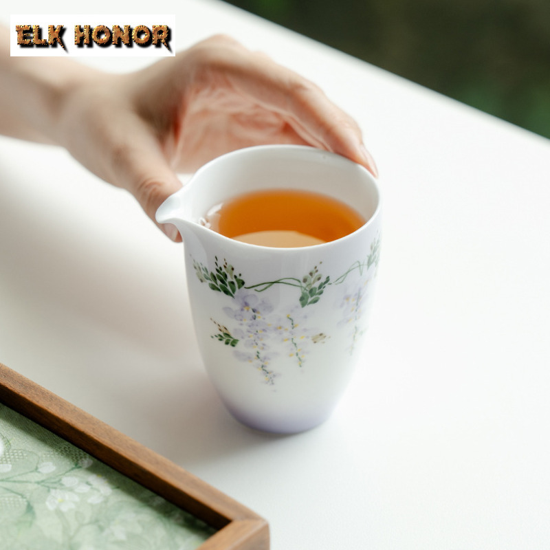 210ml มือวาด Wisteria ดอกไม้ Q - Handmade Ceramic Mug บทวิจารณ์และราคา