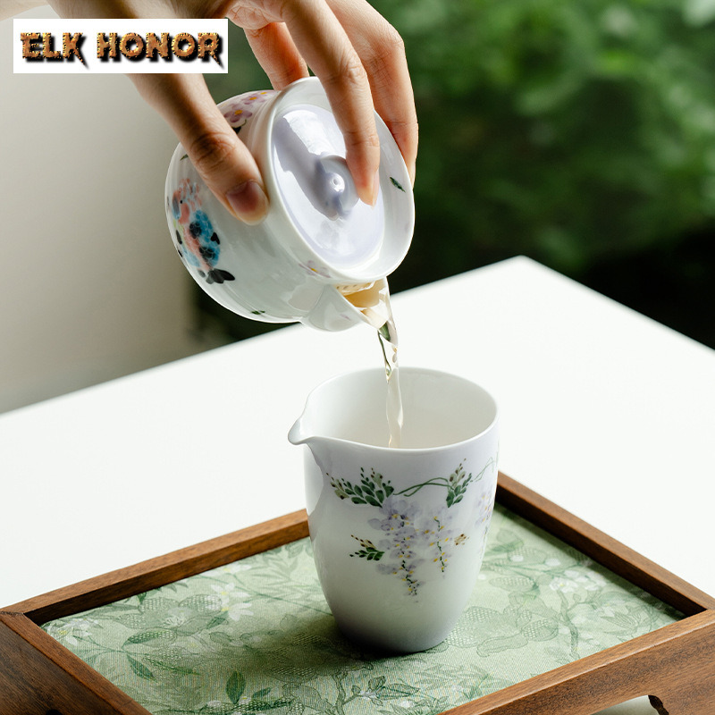 210ml มือวาด Wisteria ดอกไม้ Q - Handmade Ceramic Mug บทวิจารณ์และราคา