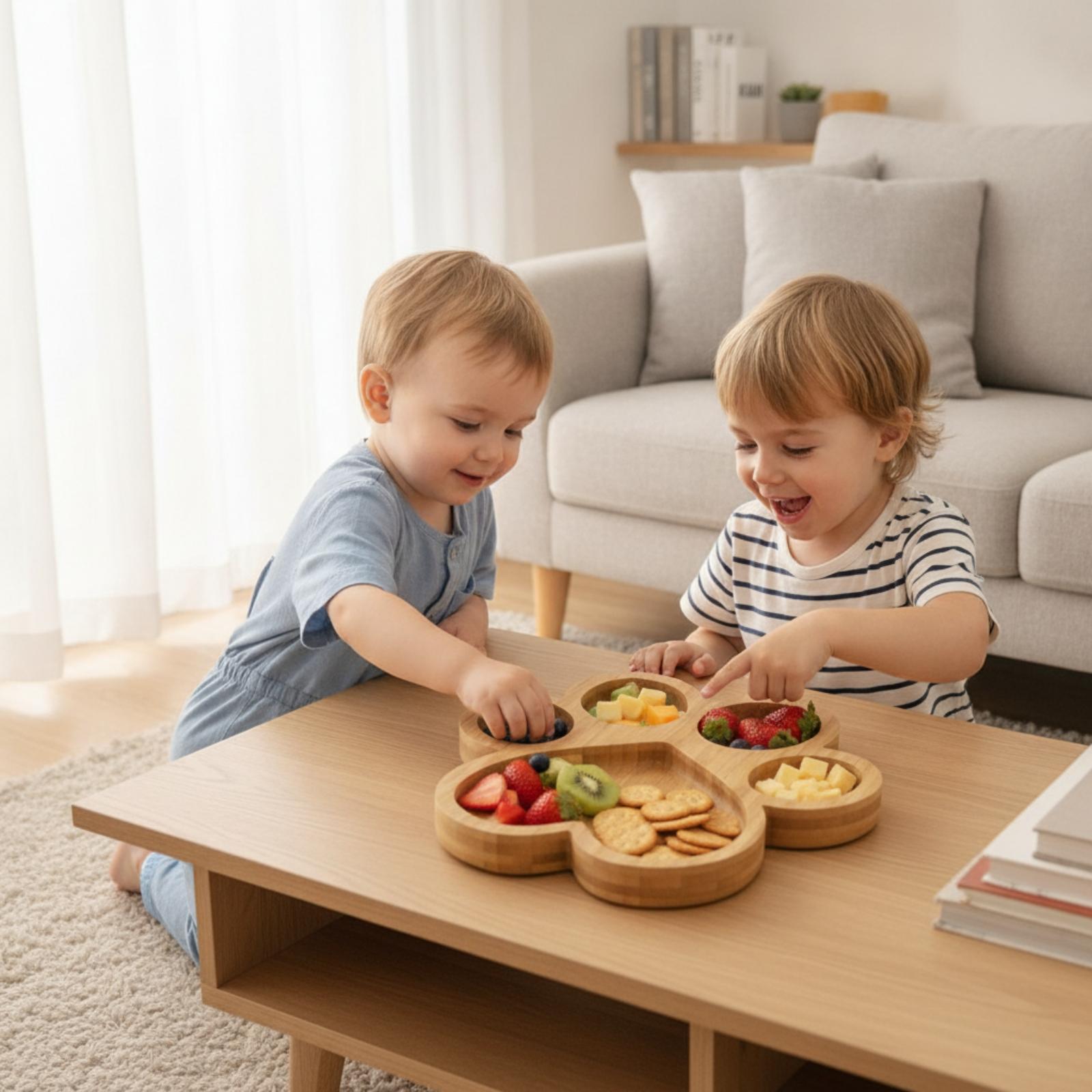 จานไม้ไผ่มีช่องแบ่ง จานไม้แบบม - Wooden Serving Tray บทวิจารณ์และราคา
