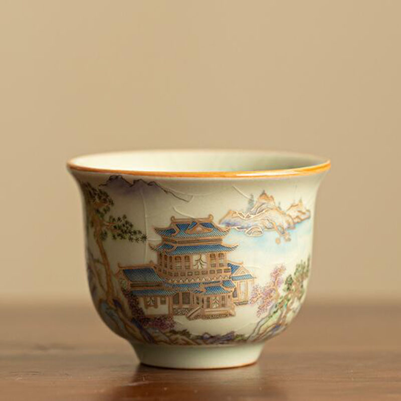 สไตล์จีน Ruyao Sancai Gaiwan K - Handmade Ceramic Mug บทวิจารณ์และราคา