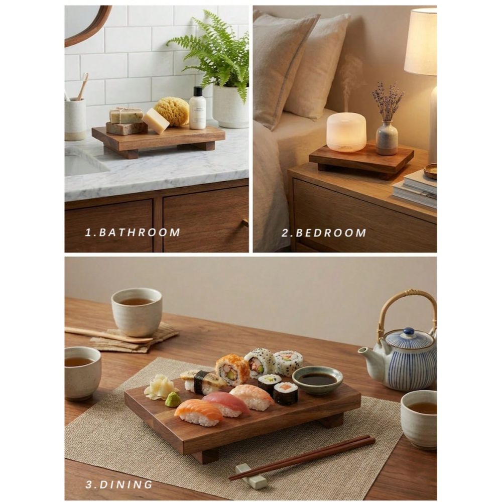 ชุดถาดไม้สำหรับเสิร์ฟพร้อมขาตั - Wooden Serving Tray บทวิจารณ์และราคา