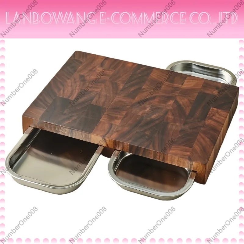 เขียงไม้วอลนัทพร้อมถาดสแตนเลส  - Wooden Serving Tray บทวิจารณ์และราคา