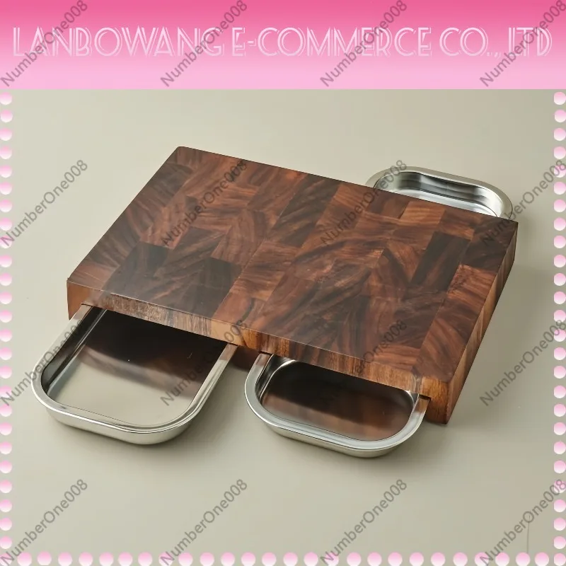 เขียงไม้วอลนัทพร้อมถาดสแตนเลส  - Wooden Serving Tray บทวิจารณ์และราคา