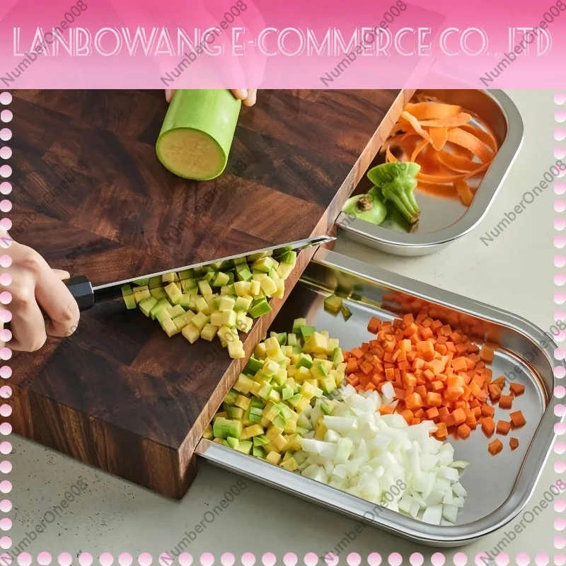 เขียงไม้วอลนัทพร้อมถาดสแตนเลส  - Wooden Serving Tray บทวิจารณ์และราคา